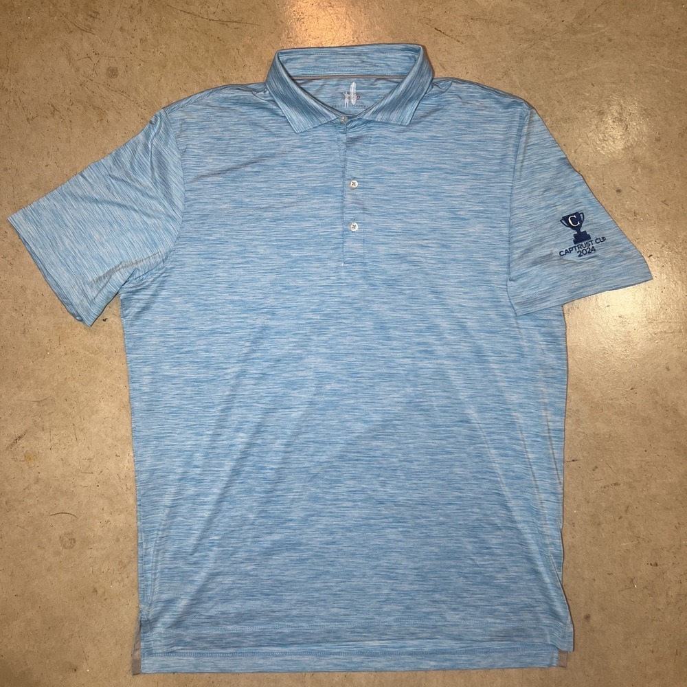 Johnnie-O Featherweight Polo Shirt Mens L Blue Golf UPF 50 Captrust Cup 2024